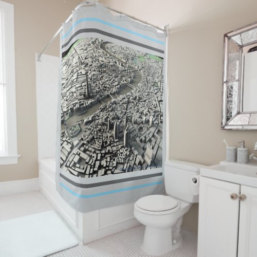 London 2015 City Map: Aerial View Shower Curtain