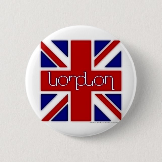 'London' ambigram on UK flag Button (Front)