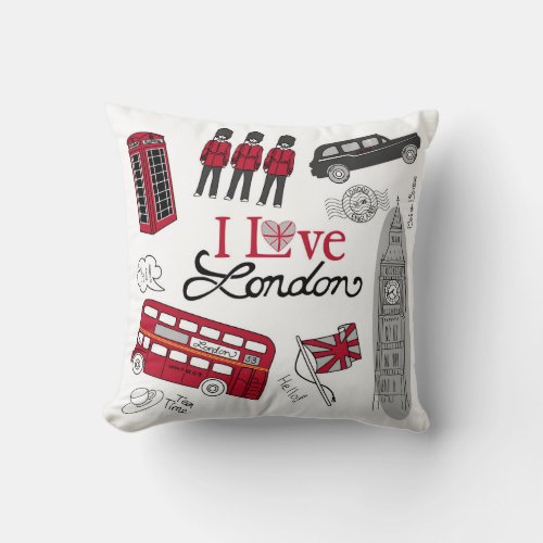 London Art Phonebooth Doubledecker Bus Throw Pillow