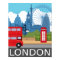 London art print retro travel phone box red bus