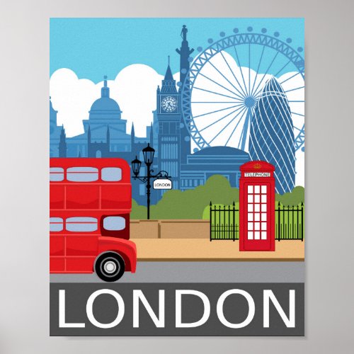 London art print retro travel railway poster