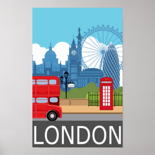 London art print retro travel railway poster