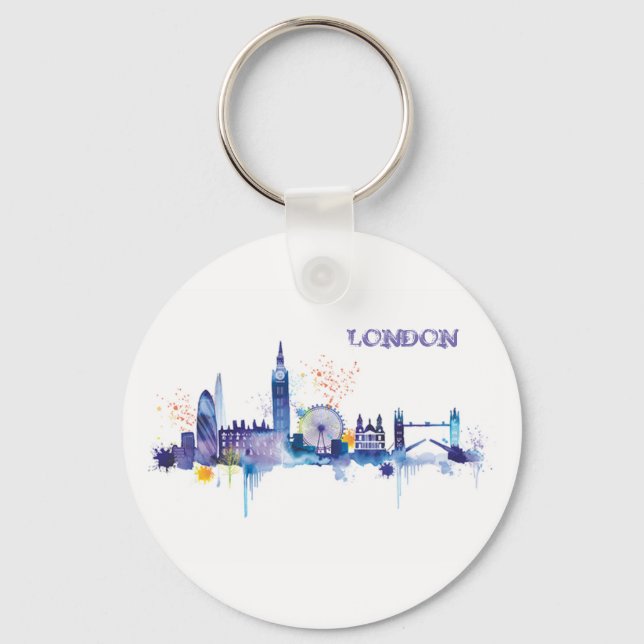London Art Watercolor Painting Keychain (Front)