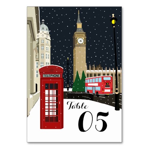 London At Christmas Christmas Number Table Number