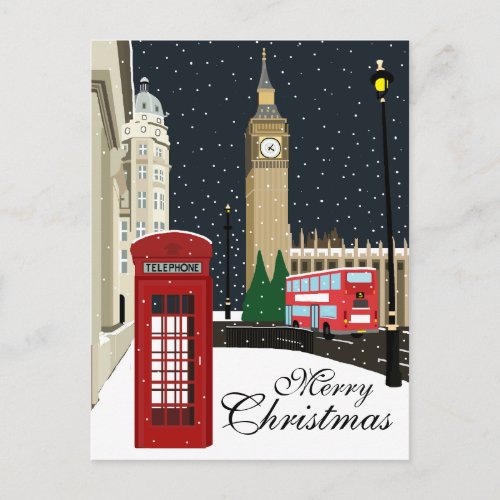 London At Christmas Holiday Postcard