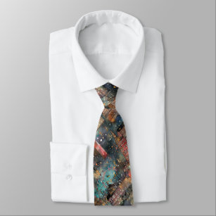 London at Christmas & New Year's in Watercolors Neck Tie