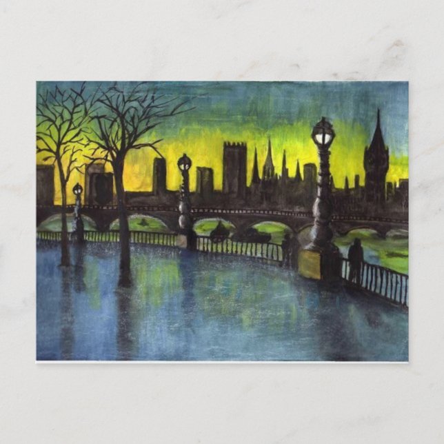 London at Night Painting Postcard (Front)
