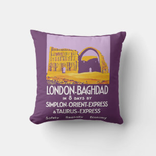 London - Baghdad Orient Express Throw Pillow