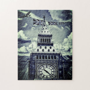 London, Big Ben & Airplane Union Jacks/Surreal Art Jigsaw Puzzle