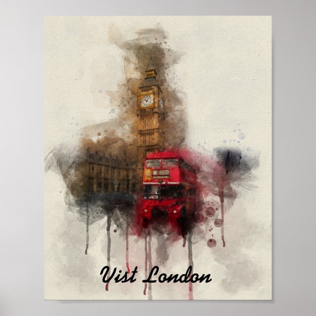 London big ben and red bus  poster (Front)