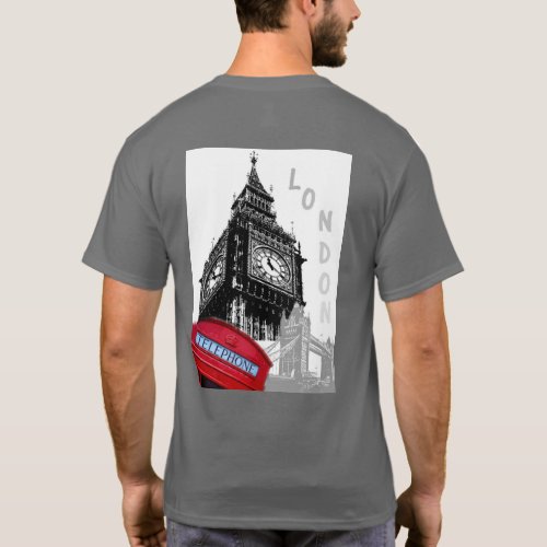 London Big Ben Clock Tower Red Telephone Box T_Shirt