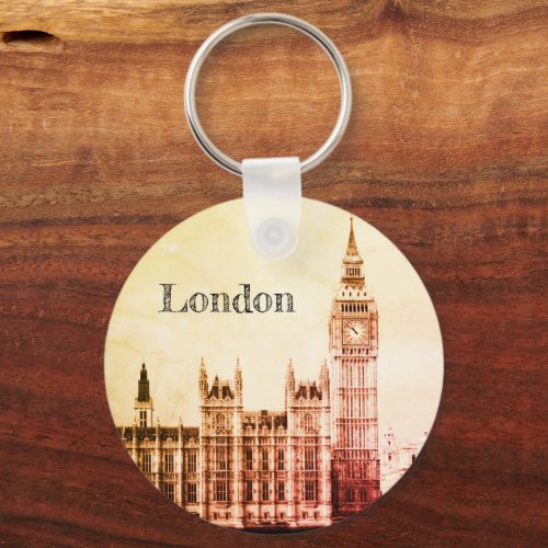London  Big Ben Clock Westminster  vintage UK Keychain