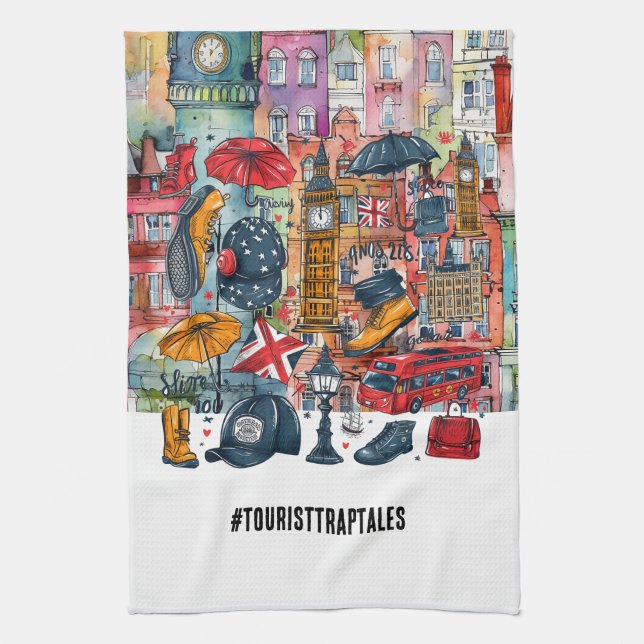 London Big Ben Double Deck Bus Westminster Tourist Kitchen Towel (Vertical)