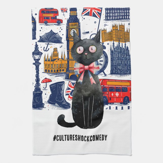 London Big Ben Double Deck Bus Westminster Tourist Kitchen Towel (Vertical)