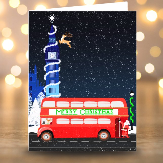 London Big Ben Double Decker Bus Merry Christmas Card (Creator Uploaded)