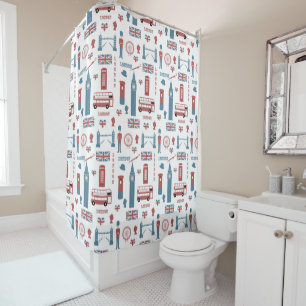 London Big Ben England Flag Shower Curtain