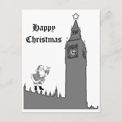 London Big Ben Happy Christmas Postcard