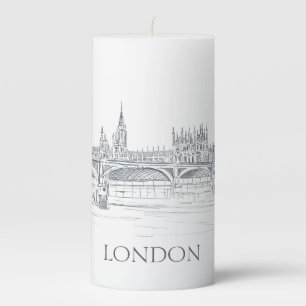 London Big Ben Iconic Skyline Illustration Pillar Candle