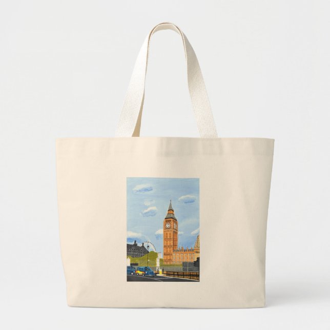 London Big Ben Large Tote Bag (Front)