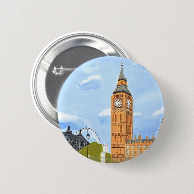 London Big Ben Pinback Button (Front & Back)