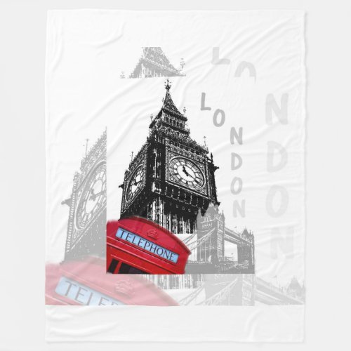 London Big Ben Red Telephone Fleece Blanket