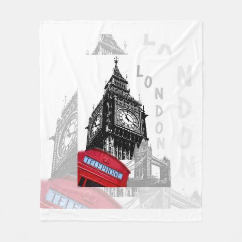 London Big Ben Red Telephone Fleece Blanket