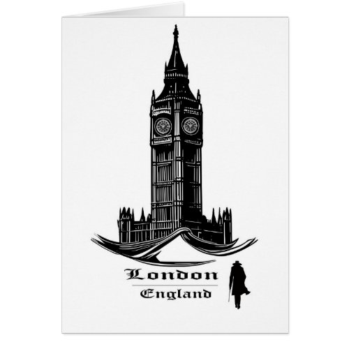 London Big Ben Tower vector Card