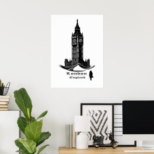 London Big Ben Tower vector Poster