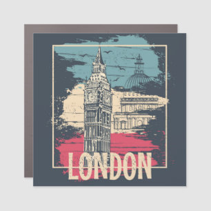 London Big Ben: Typography Poster Car Magnet