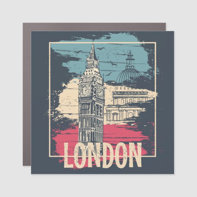 London Big Ben: Typography Poster Car Magnet (Front)