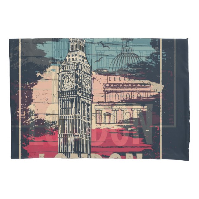 London Big Ben: Typography Poster Pillow Case (Front)