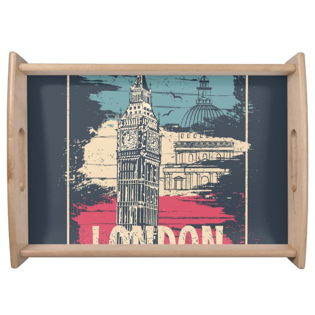 London Big Ben: Typography Poster Serving Tray (Front)