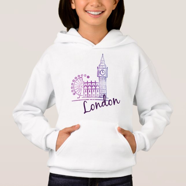 London Big Ben UK Travel – Vintage British  Hoodie (Front)