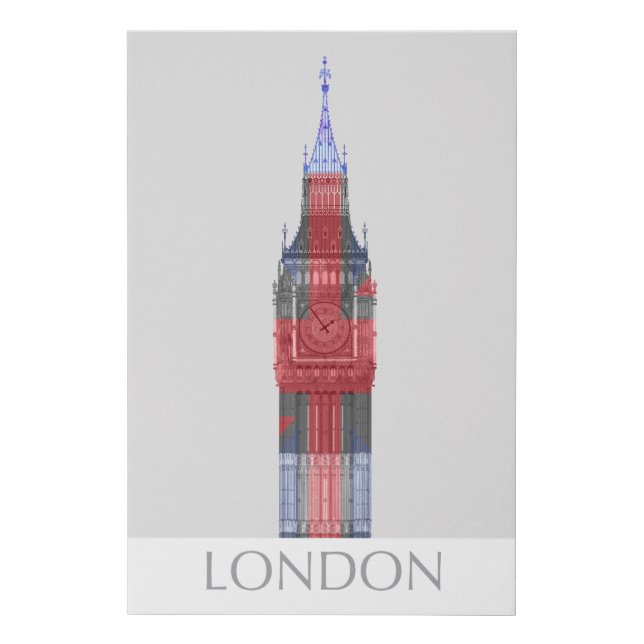 London Big Ben Union Jack Faux Canvas Print (Front)