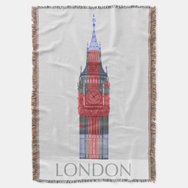 London Big Ben Union Jack Throw Blanket (Front Vertical)