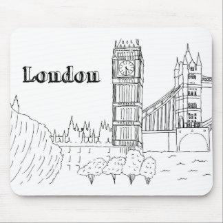 London Big Ben Vacation Drawing Vacation Art Trave Mouse Pad