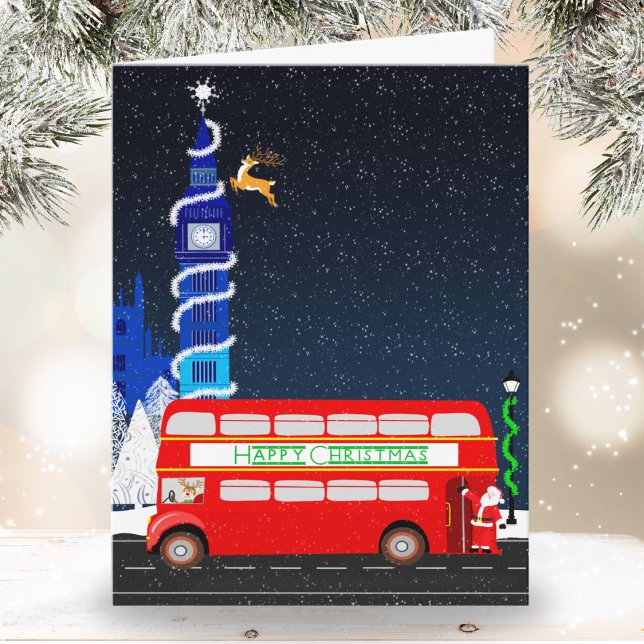 London Big Ben With Double Decker Bus Christmas Card (Creator Uploaded)