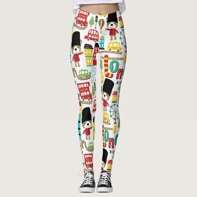 London Big City And Bear Guard Pattern Leggings (Front)