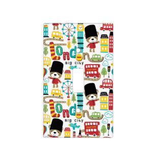 London Big City And Bear Guard Pattern Light Switch Cover
