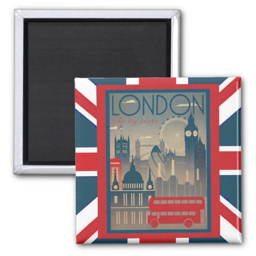 London Big Red Bus and other landmarks Magnet