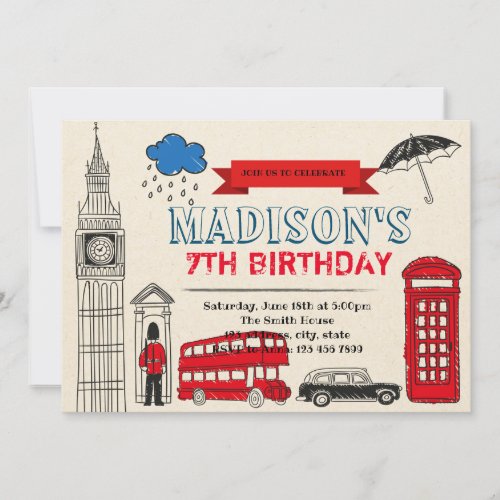 London birthday party invitation