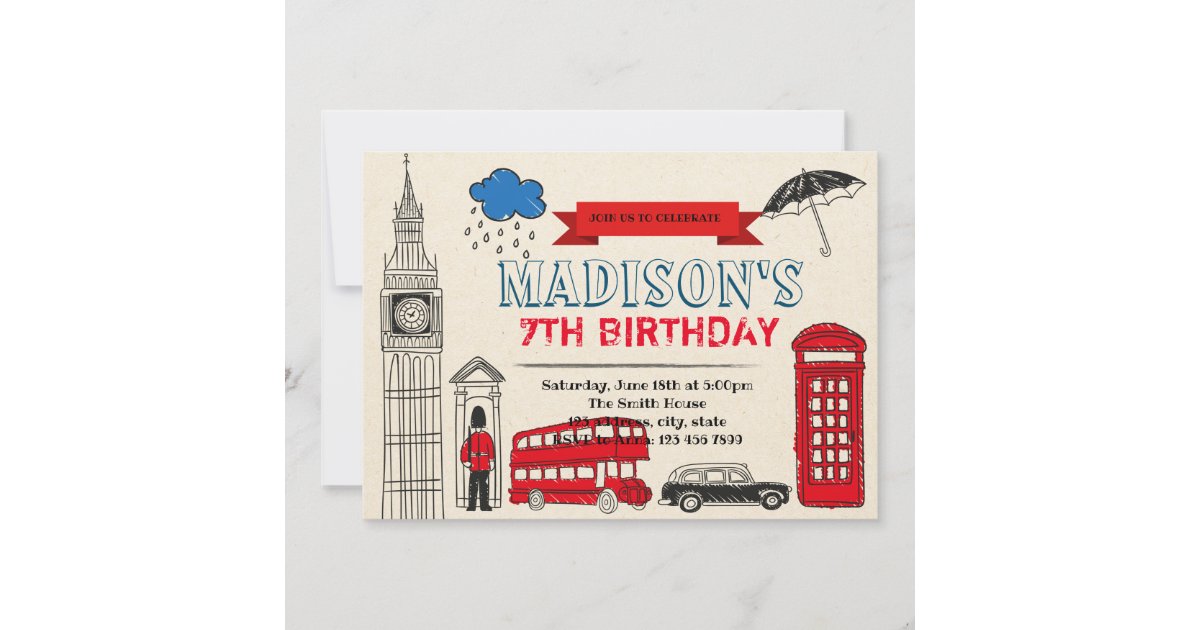 London birthday party invitation | Zazzle
