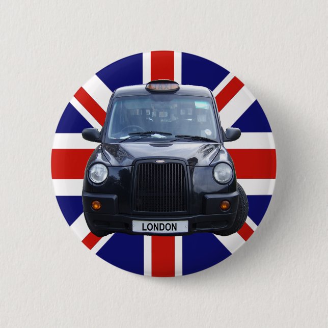 London Black Taxi Cab Pinback Button (Front)