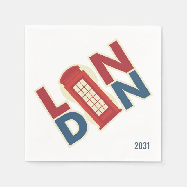 London Blue Red Custom Napkins (Front)