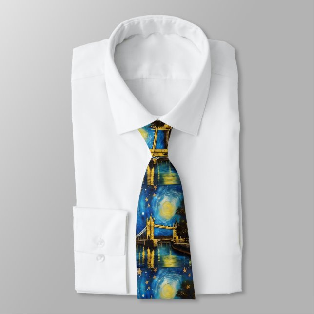 London Bridge Acrylic Art, Neck Tie (Tied)