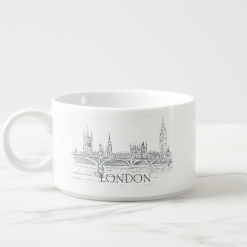 London Bridge and Big Ben Ink Sketch Bowl