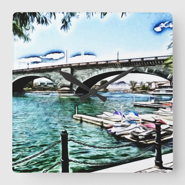 London Bridge at Lake Havasu City, Arizona Square Wall Clock (Front)