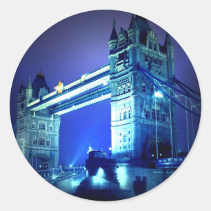 London Bridge at Night Classic Round Sticker