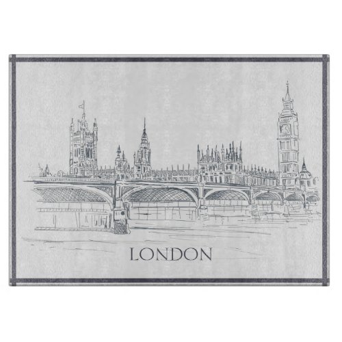 London Bridge Big Ben and Iconic Skyline Drawing Cutting Board