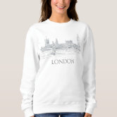 Pullover Hoodie Teely Shop Womens Womans London Skyline Vintage Look Union Flag Gildan